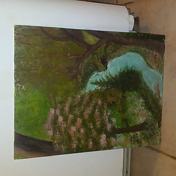 1989 River Flow Hand Painted Painting - Picture 1 of 6